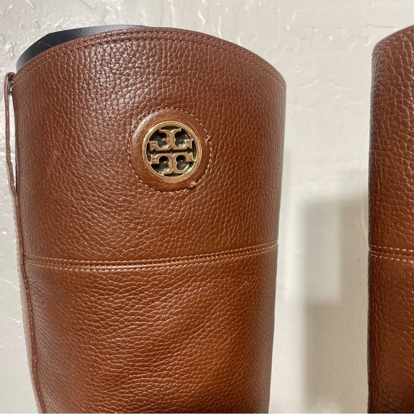 Tory Burch Junction Tumbled Leather Low Heel Knee High Riding Boots - Picture 7 of 16